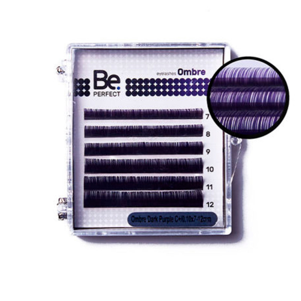 Цветные ресницы Be Perfect Ombre Purple mini mix 6 линий, изгиб D, толщина 0.07, длина микс от 7 мм до 12 мм в Новосибирске