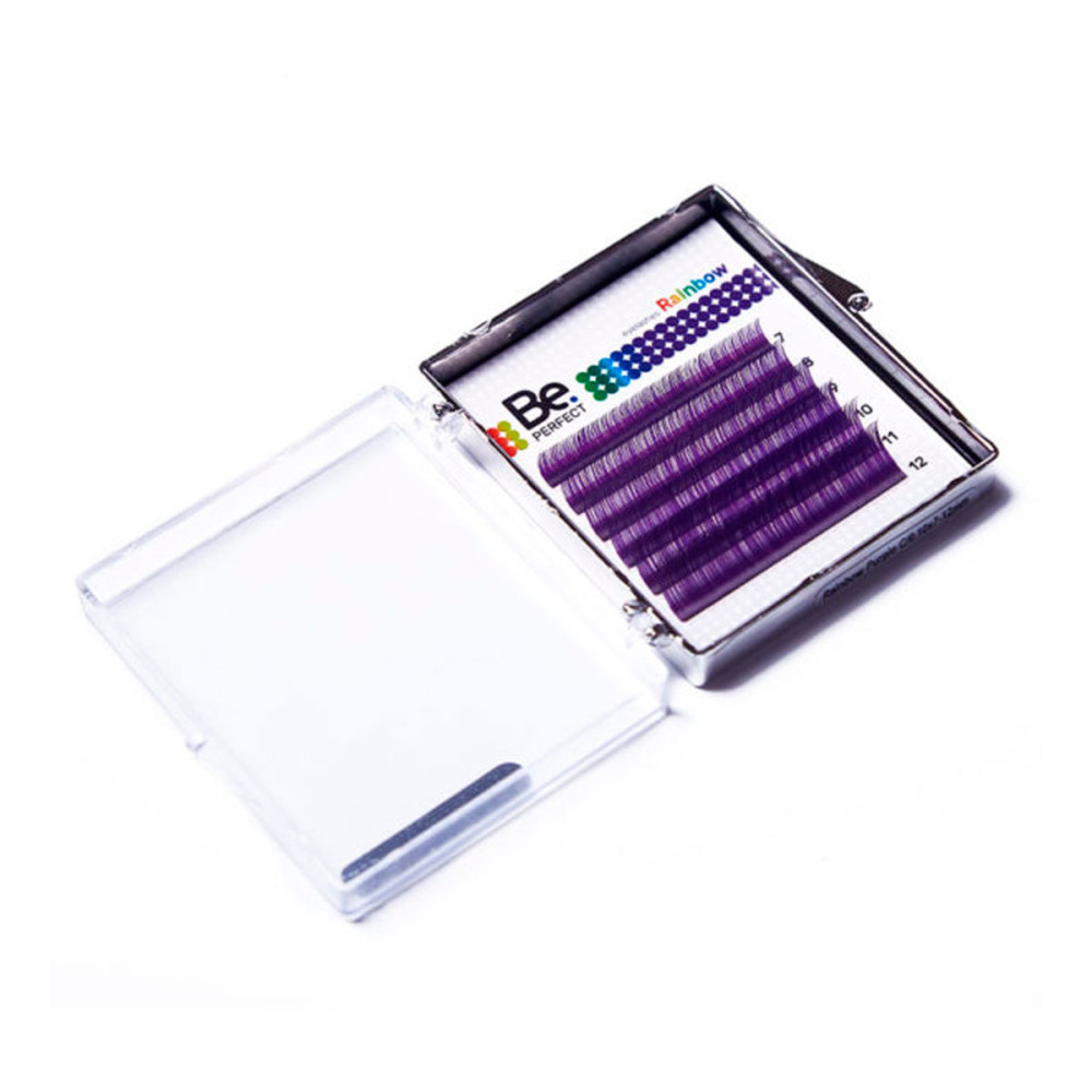 Цветные ресницы Be Perfect Rainbow Purple mix 6 линий, изгиб D, толщина 0.07, длина микс от 7 мм до 12 мм в Новосибирске