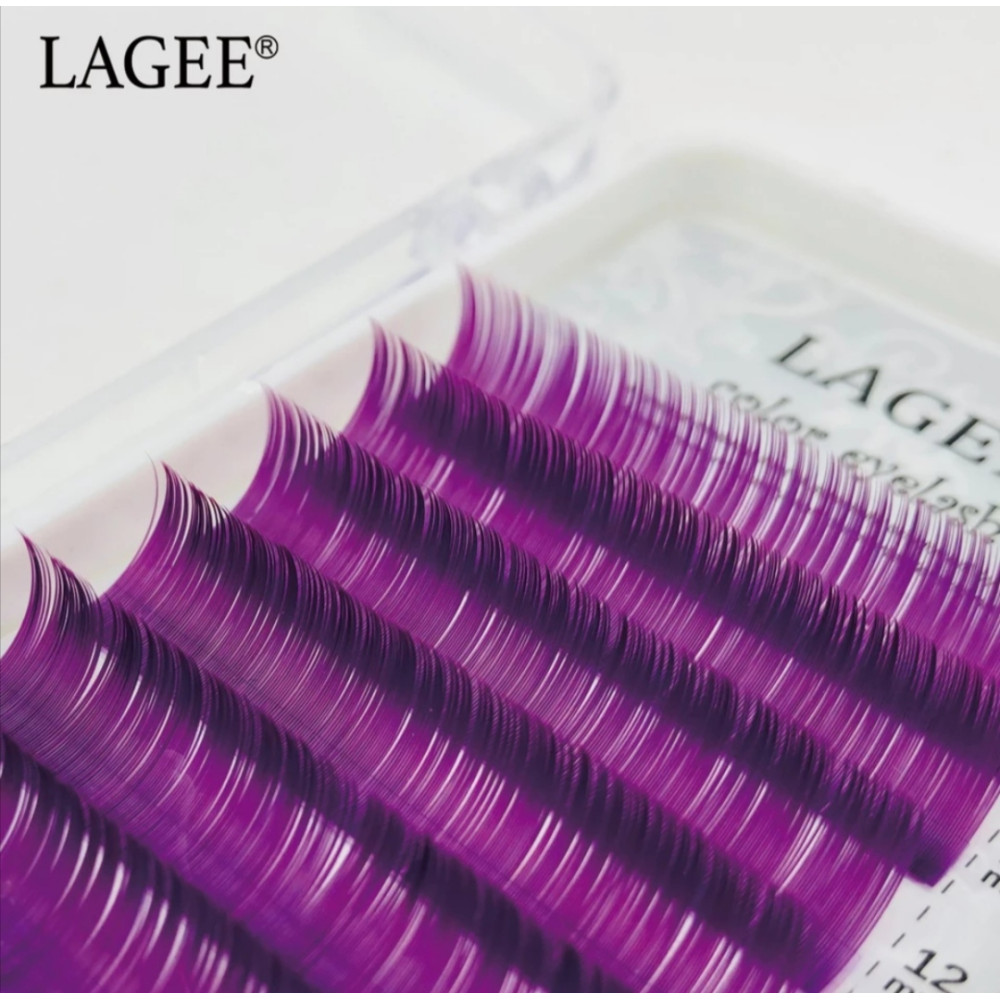 Цветные ресницы LAGEE отдельные длины, изгиб С, толщина 0.12, длина 9 мм, цвет фиолетовый в Новосибирске